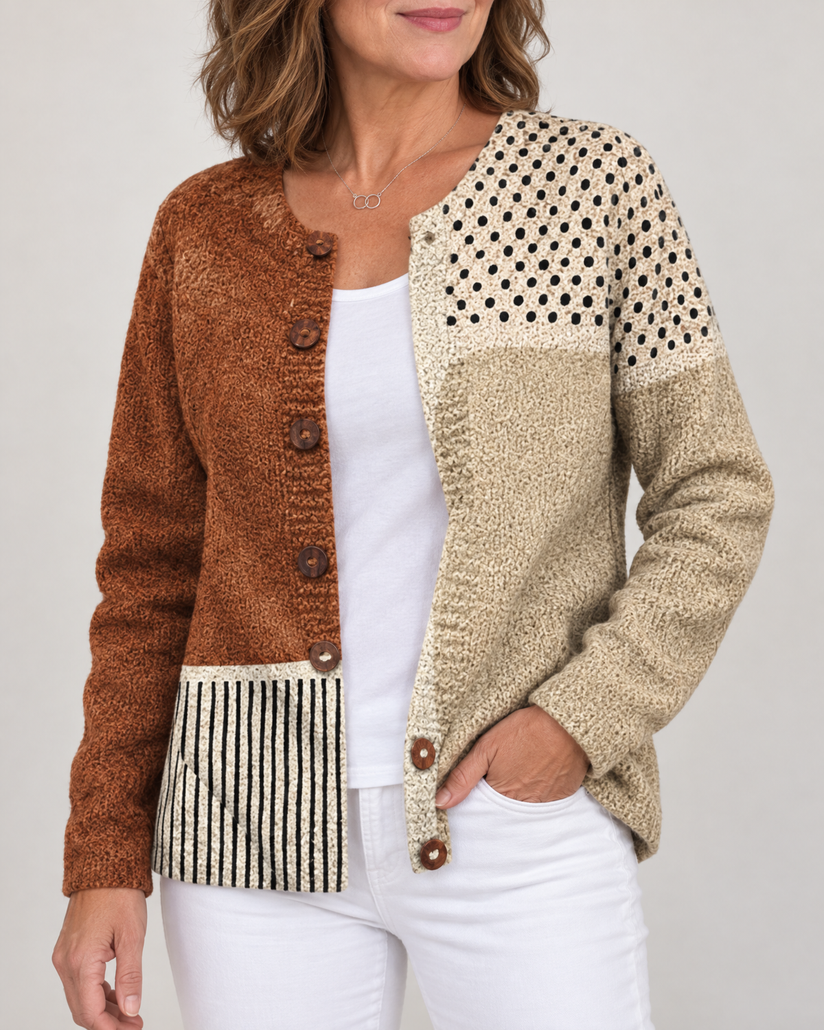 Harriet - Printed Knit-Look Cardigan