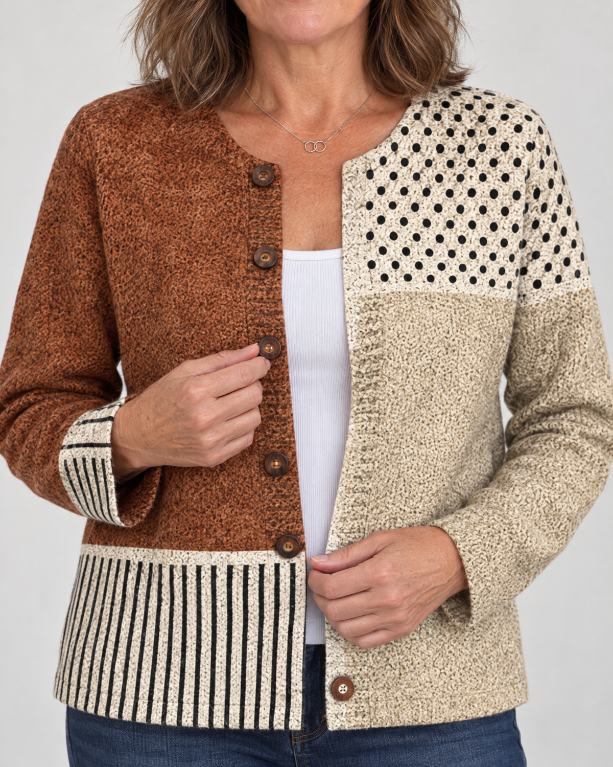 Harriet - Printed Knit-Look Cardigan
