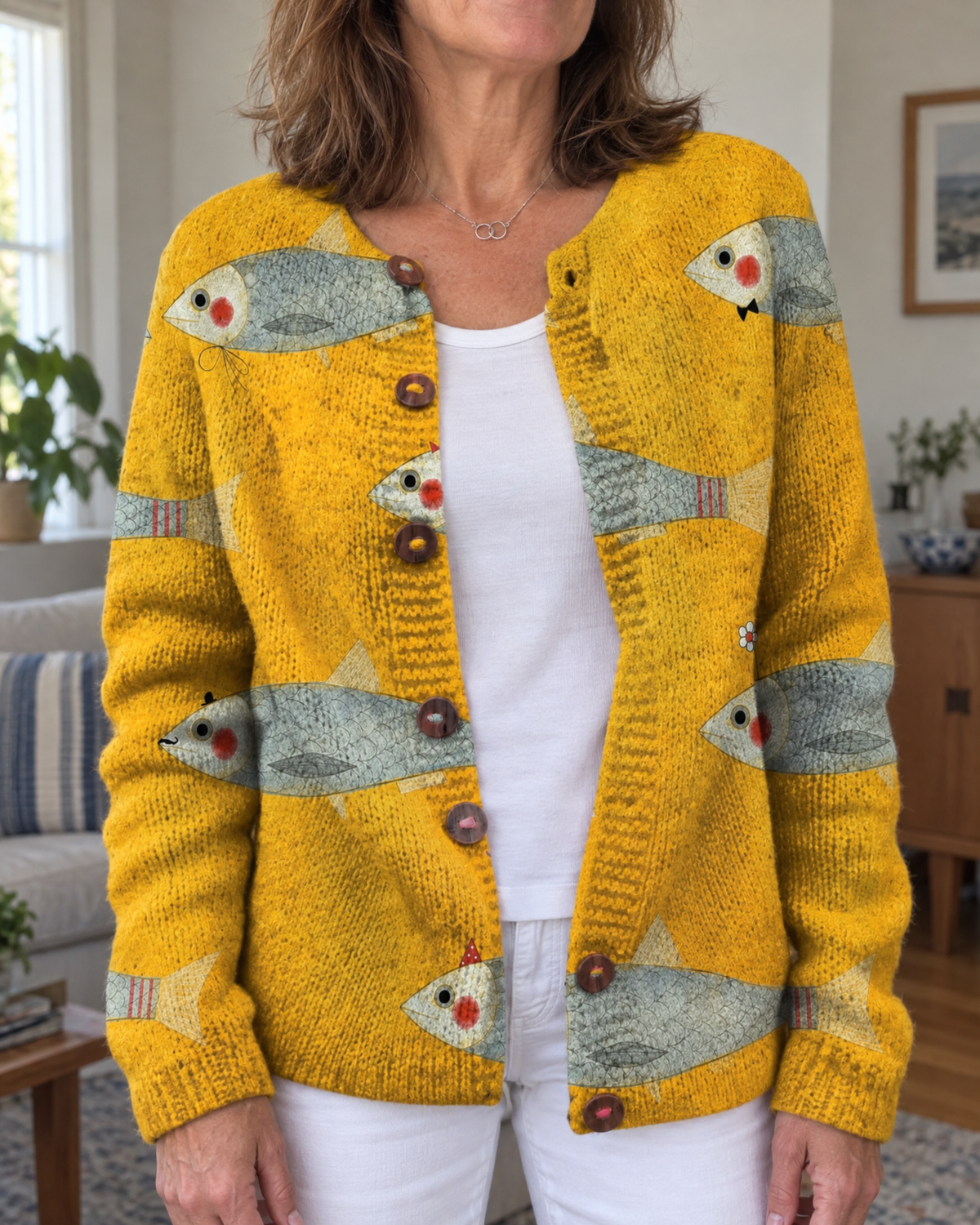 Harriet - Printed Knit-Look Cardigan