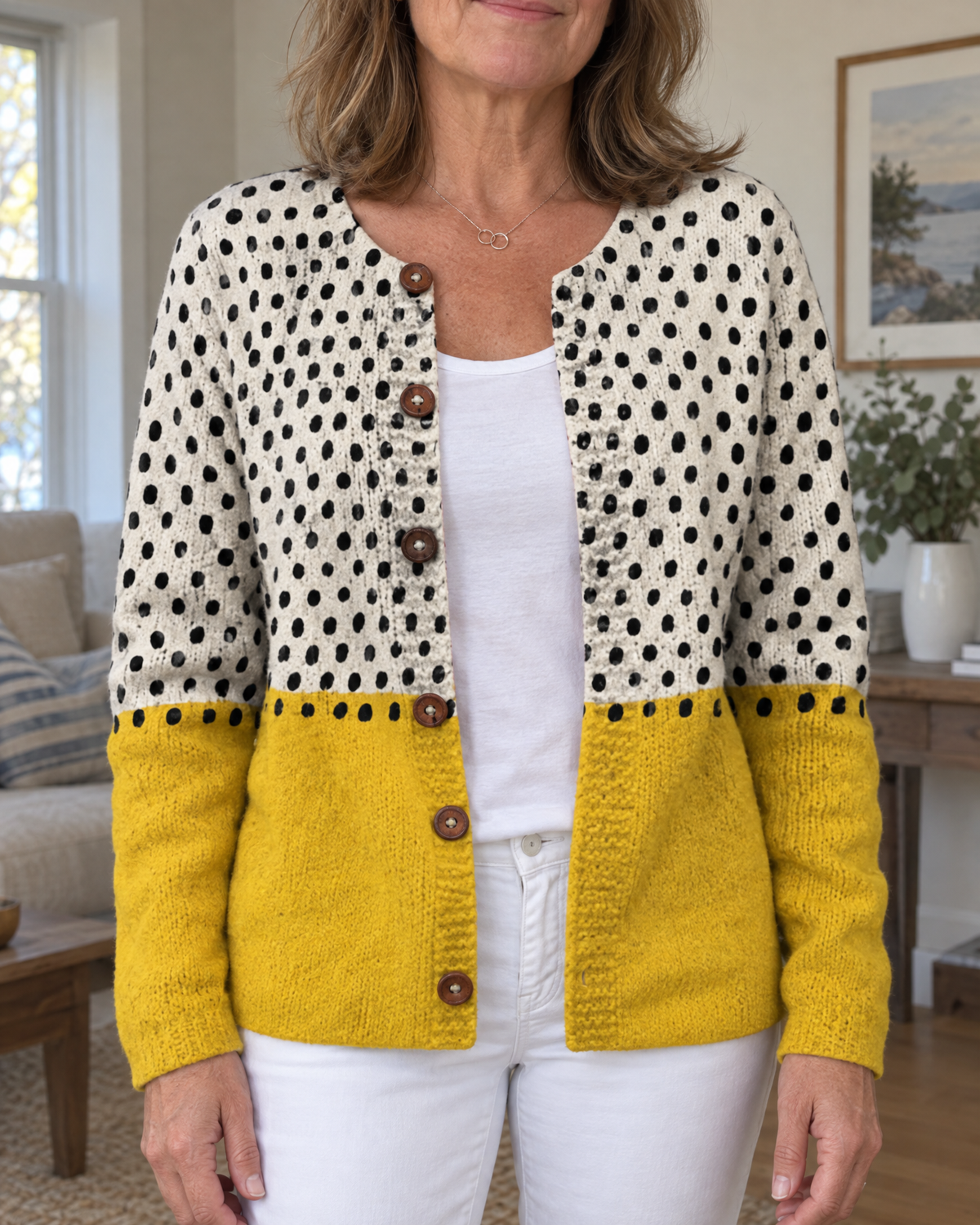 Harriet - Printed Knit-Look Cardigan