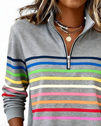 Ramona | Striped Zip Sweater
