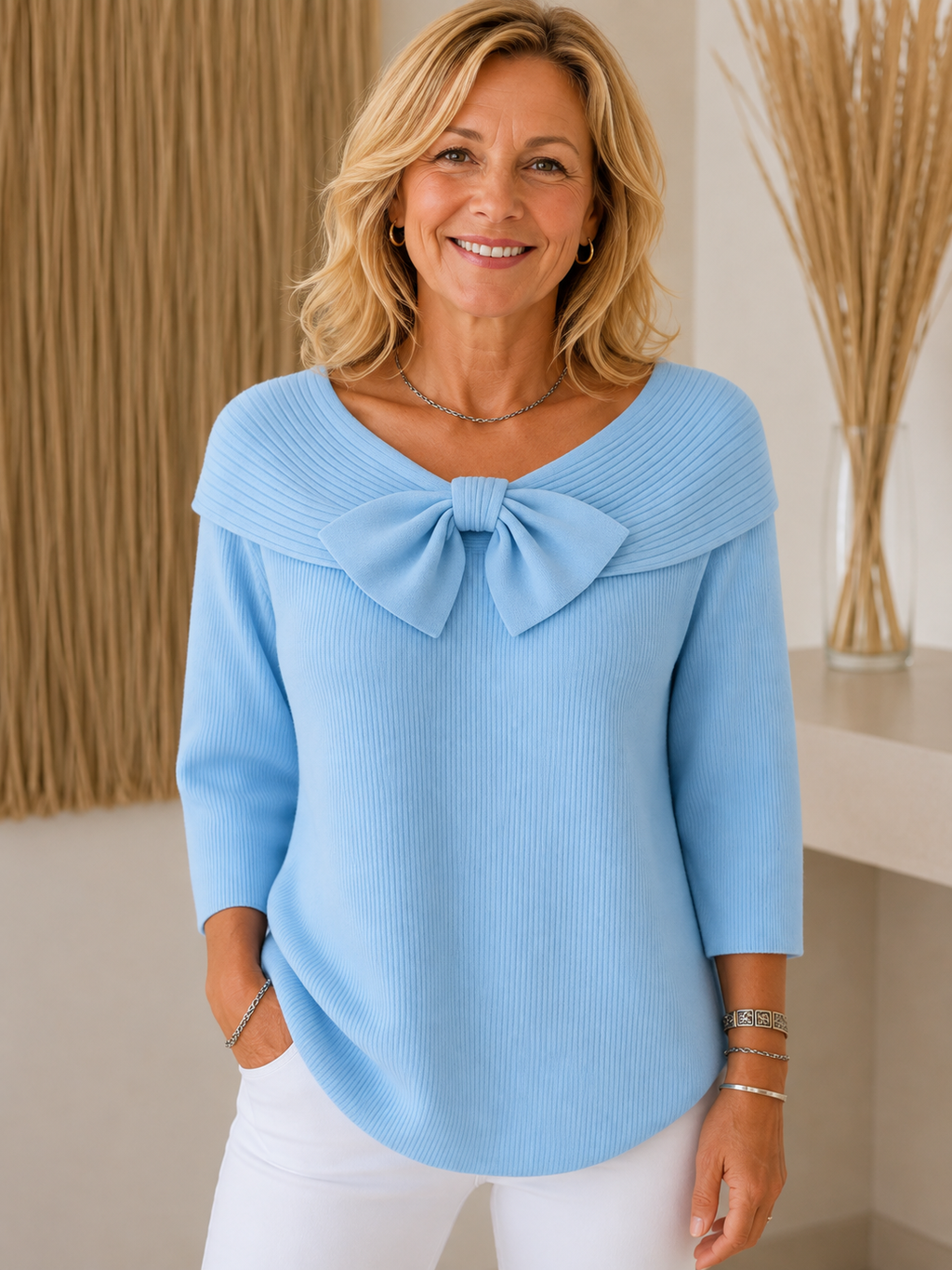 Tivella | Bow Collar Sweater